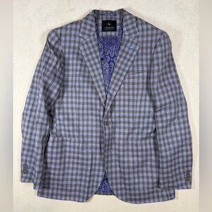 Tailorbyrd 40R Beautiful Line Blend Blue and Gray Checkered Blazer Sports Coat